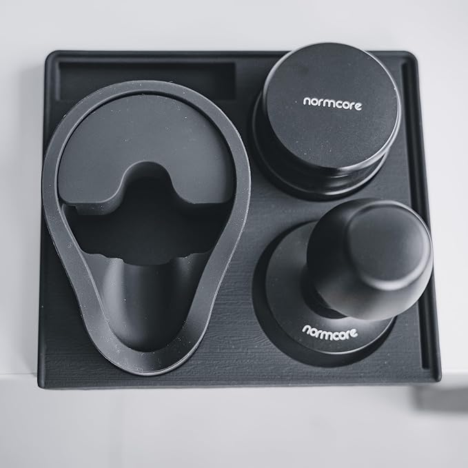 Normcore Espresso 58mm Portafilter Tamping Station, Compact Tamping Station, Barista Corner Tamping Mat With Portafilter Stand, Coffee Tamper Holder Pad, Black