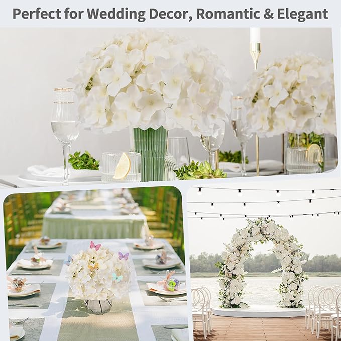 Artificial Hydrangea Flowers Bulk 40PCS with Stems Full Fluffy Silk Hydrangea Heads for DIY Floral Arrangements Home Decor Table Centerpieces Small Wedding Bouquets Party Decorations