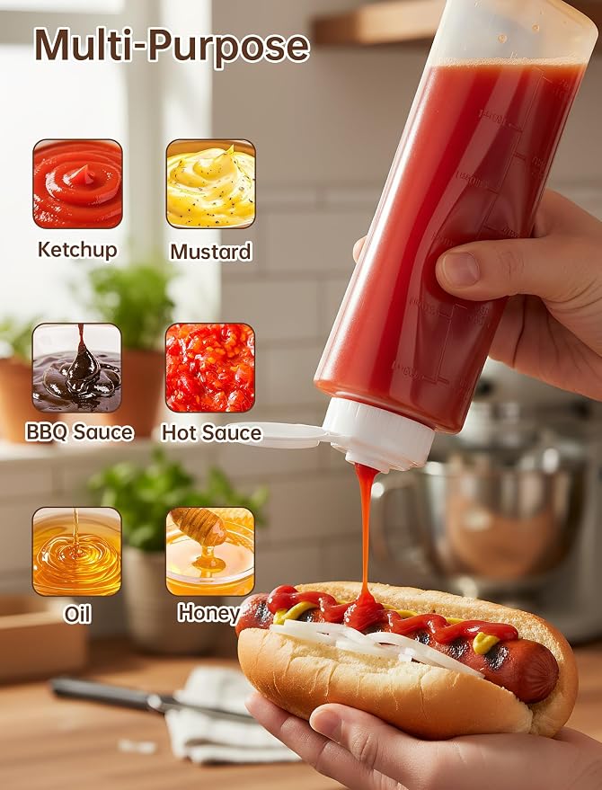 NiHome No Drip Honey Dispenser, 10 oz BPA-Free - Superior Leak-Proof Design Ensures Precise, Mess-Free Pouring with a Simple Squeeze. Perfect for Honey, Syrup, Ketchup & More (1PCS)
