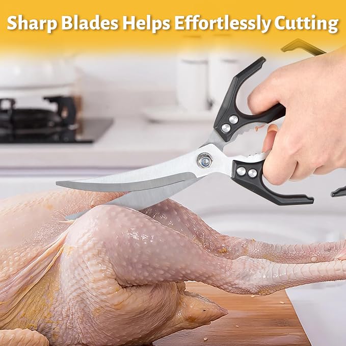 Kitchen Scissors All Purpose Kitchen Shears Heavy Duty for Cutting Chicken, Turkey, Meat, Bones, Vegetables Stainless Steel Spatchcock Shears Multipurpose Food Scissors