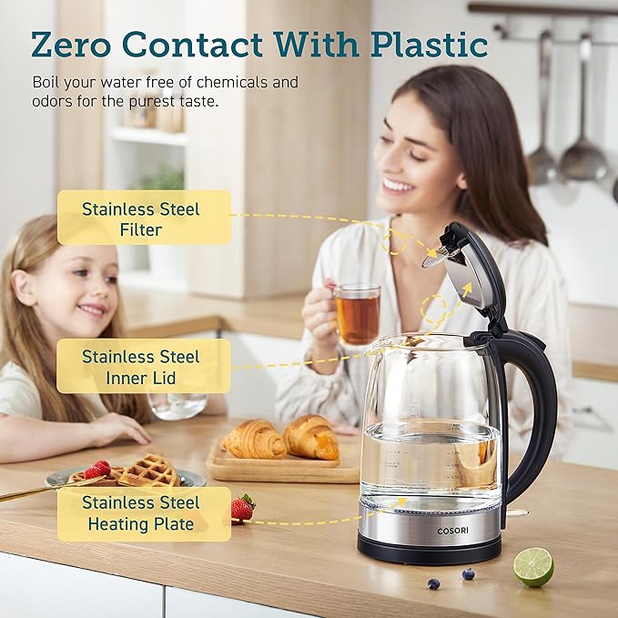 COSORI Electric Gooseneck Kettle with 5 Variable Presets, Pour Over & Coffee Kettle, 1.7L/1500W, Stainless Steel Inner Lid & Filter