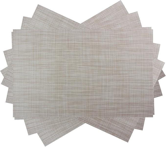 Table Mats Placemats Set of 6 Placemats Washable Easy to Clean Place Mats PVC Placemat (Beige)