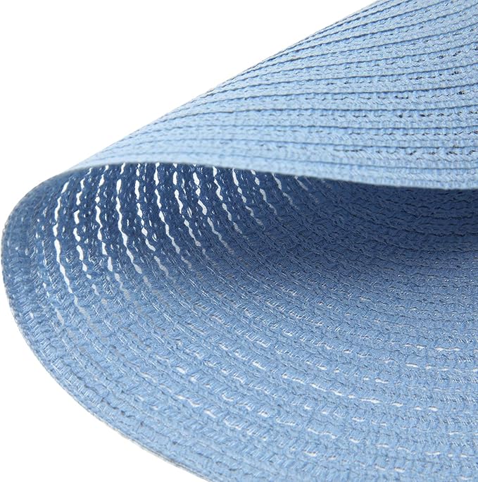 SHACOS Round Braided Placemats Set of 8 Washable 15 inch Round Non Slip Table Place Mats for Dining Tables Wedding Party Decor (Light Blue, 8)