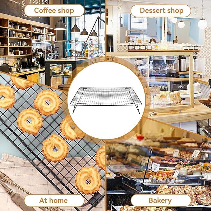 Cooling Rack with Legs, Nonstick Collapsible Wire Rack Stackable Cooling Grid Cookie Wire Grid with Folding Leg for Cooking, Baking, Roasting, Drying Cookie Cake Pizza
