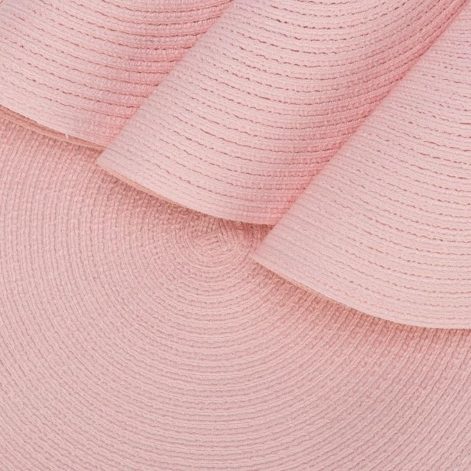 Winknowl 15 Inch Round Braided Placemats Set of 4, Washable Cotton Polyester Table Mats, Heat Resistant Non-Slip Place Mats for Kitchen Dining Table Decor (Pink,4pcs)