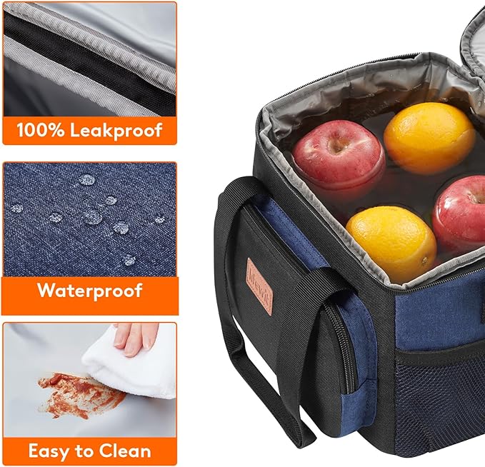Lifewit Medium Lunch Bag, Insulated Lunch Box, Soft Cooler Cooling Tote for Adult Men Women, Black and Green 12-Can (9L)