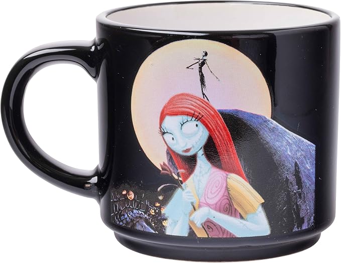 Silver Buffalo Nightmare Before Christmas Jack Sally Scene 4-Pack Ceramic Mug Stack, 10-Ounces, Nightmare Before Christmas 4-Pack Mug Stack, 5 Piece Set