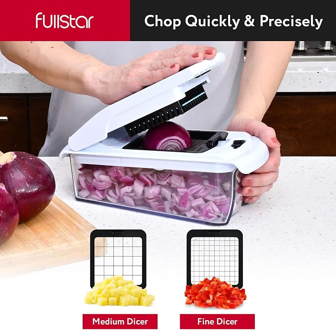 8 in 1 Vegetable Chopper + 2pcs Silicone Lid