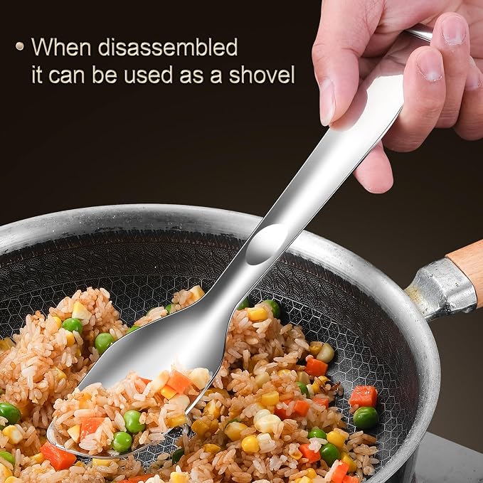Multifunctional Stainless Steel Cooking Tongs | detachable tongs design become Two Individual Spatulas, Combined into a Sturdy Pair serving tongs