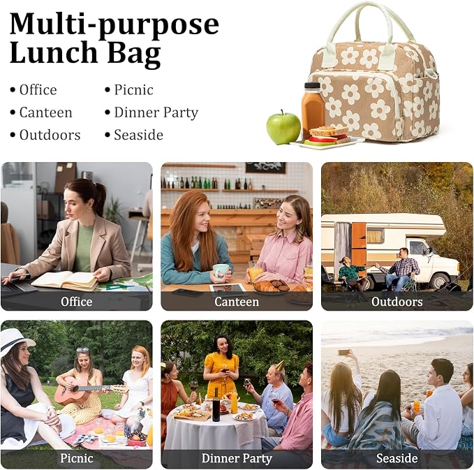 MEXS Insulated Lunch Bag for Women Men Large Reusable Lunch Box Adult Leakproof Portable Cooler Tote Bags for Work Picnic