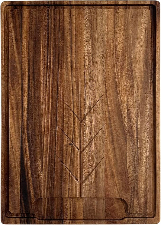 Ironwood Gourmet Osterbotten Rectangular Carving Board, 20" x 14" Acacia Wood Cutting Board With Juice Groove