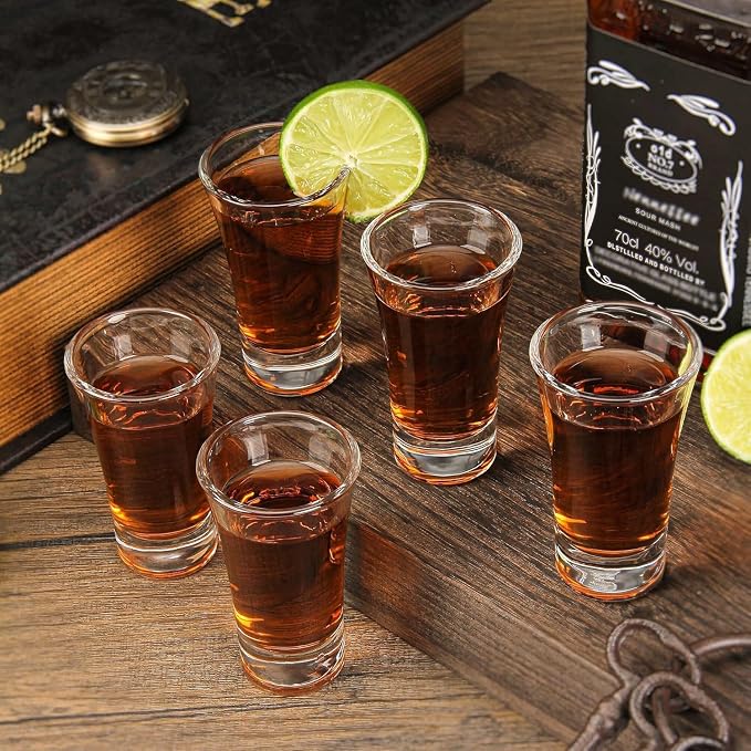 2 OZ Tequila Shot Glasses 24 Pack - 3.2 Inch Elegant Clear Glass Set for Parties, Weddings & Gifts, Heavy Base Dishwasher Safe Cordial Glasses