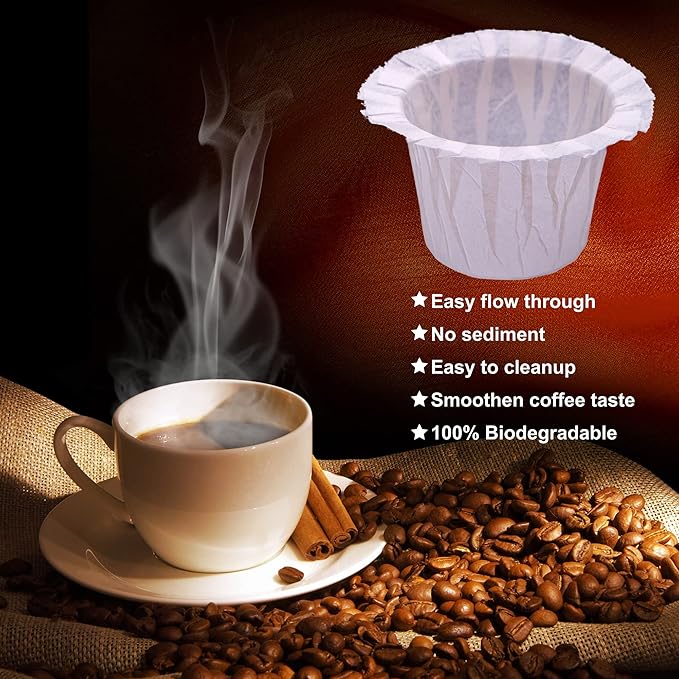 Irmidi Disposable Paper Coffee Filters 200 Count, Compatible with Brewers Single Serve 1.0 and 2.0 Fits All Reusable K Cup