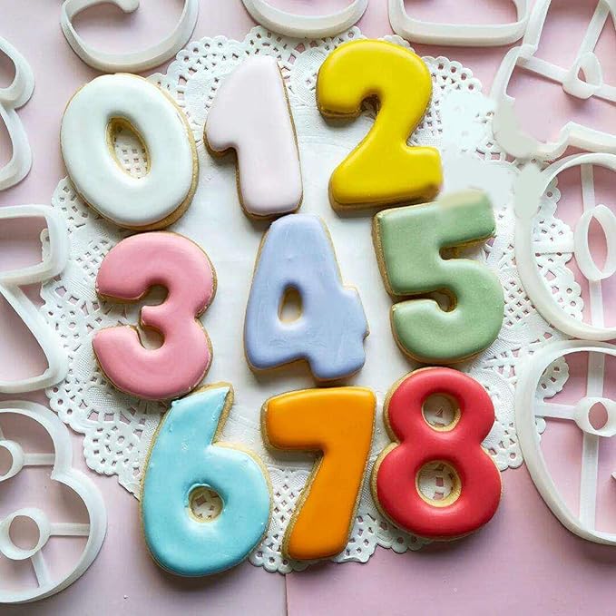 Number Cookie Cutter Tool Set, 9 Pcs 1.5 Inch Stainless Steel Cookie Cutter Set Fondant Biscuit Fruit Dough Mold Tools for Halloween, Christmas, Birthday Party Decorations (Small-Number)