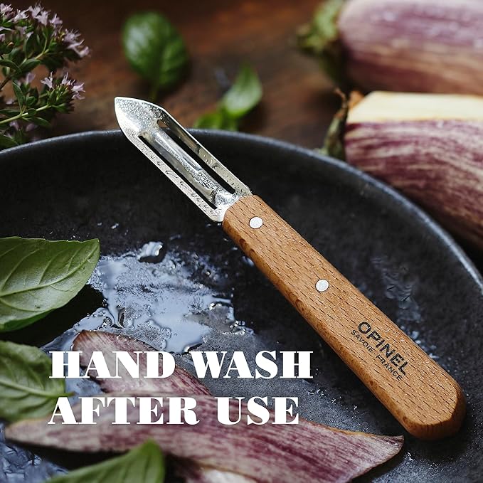 OPINEL Essential No.115 Peeler, Hornbeam Wood Handles, Made in France (Dark Green)