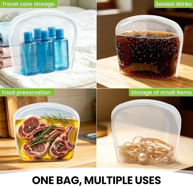Reusable Silicone Food Storage Bag, Extra Large 124oz/3500ml Stand Up Sandwich Containers Leakproof for Oven, Microwave, Sous Vide & Freezer Bags for Meal Prep BBQ Camping Picnic Organization