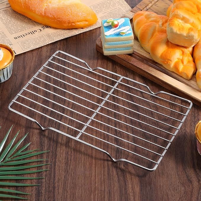 Roasting Rack Stainless Steel Wire Rack for Baking Sheet 6.3 x 10.24 Inch Heavy Duty Wire Grate Oven Grill Oven Cooling Baking Racks with 4 Legs Rectangle Wire-Cooking Racks for Meat