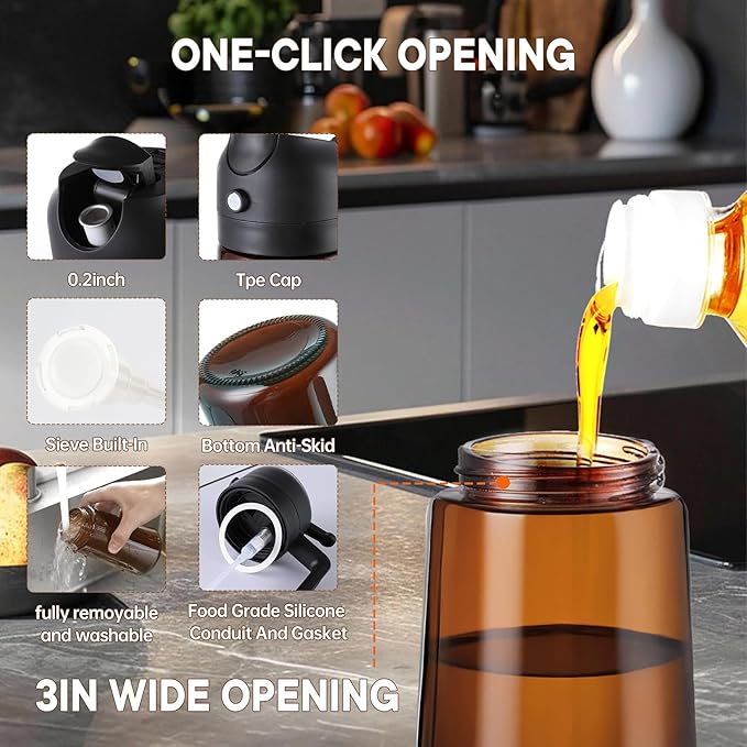LAKUMIQI 2-in-1 Olive Oil Sprayer for Air Fryer – 16oz Glass Oil Dispenser & Cooking Oil Mister – Spray & Pour Bottle, Non-Aerosol, Leak-Resistant, for Salad, BBQ, Kitchen