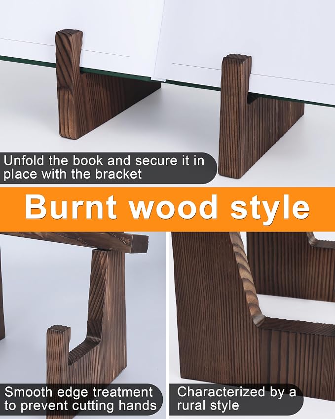 Cookbook Stand for Kitchen, Wooden Cookbook Holder, Rustic Cook Book Holder Stand with Natural Wooden Grains, Recipe Book Holder for Kitchen Counter Gift for Home Chefs Cook Lovers