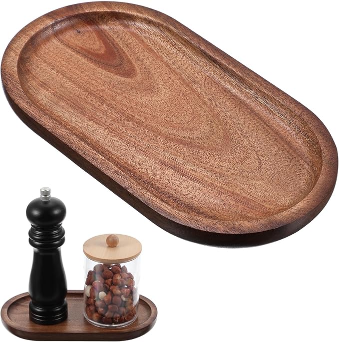 Grevosea Oval Wooden Serving Tray, Cracker Tray Small Wood Platter for Food BBQ Serve Cheese Sushi Snacks and Decor Perfect for Coffee Table Ottoman and Kitchen 7.2" x 4"