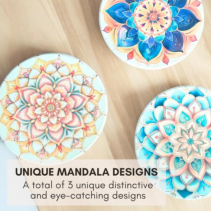 Colorful Ceramic Marble Coasters Set of 6, Cute Moisture Absorbing Coaster, Coffee Table Decor, Stone Absorbent Drink Coasters