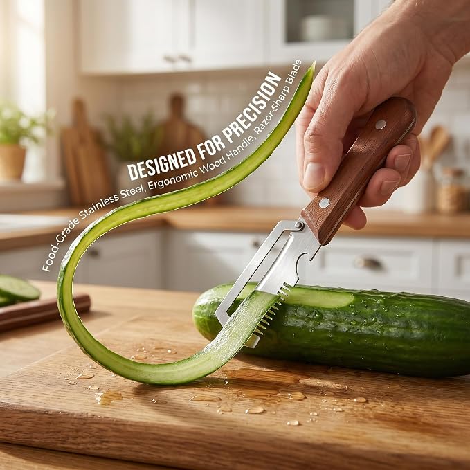 Multifunctional Vegetable Peeler - Vegetable Peeler with Bottle Opener, Stainless Steel Peeler with Wooden Handle, Fruit Peeler for Kitchen, Camping, Travel 2PC