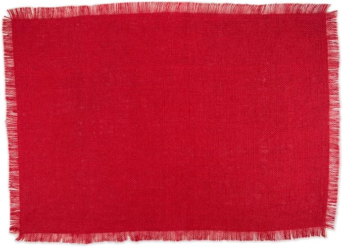 DII Jute Burlap Collection Kitchen Tabletop, Placemat Set, 13x19, Solid Tango Red, 6 Count