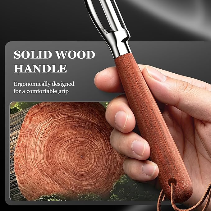 Vegetable Peeler, Premium I-Shape Potato Peeler, Stainless Steel Multifunctional Kitchen Peeler Real Wood Handle Ultra Sharp Blade Vegetable, Potato, Fruit