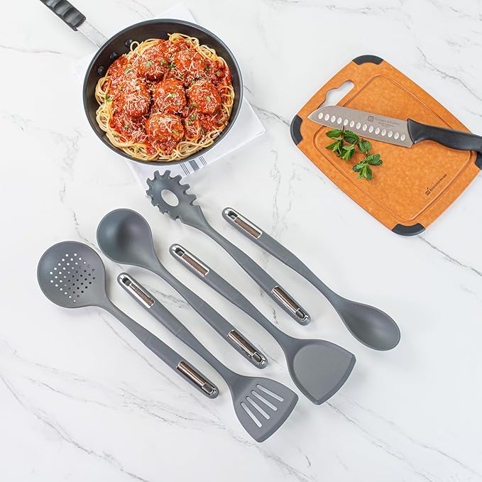 Met Lux Kitchen Utensil Sets, 10 Silicone Utensil Sets- 6 Pieces Per Set, High-Heat Tolerance, Dark Gray Silicone Kitchen Utensils, For No-Stick Cookware - Restaurantware