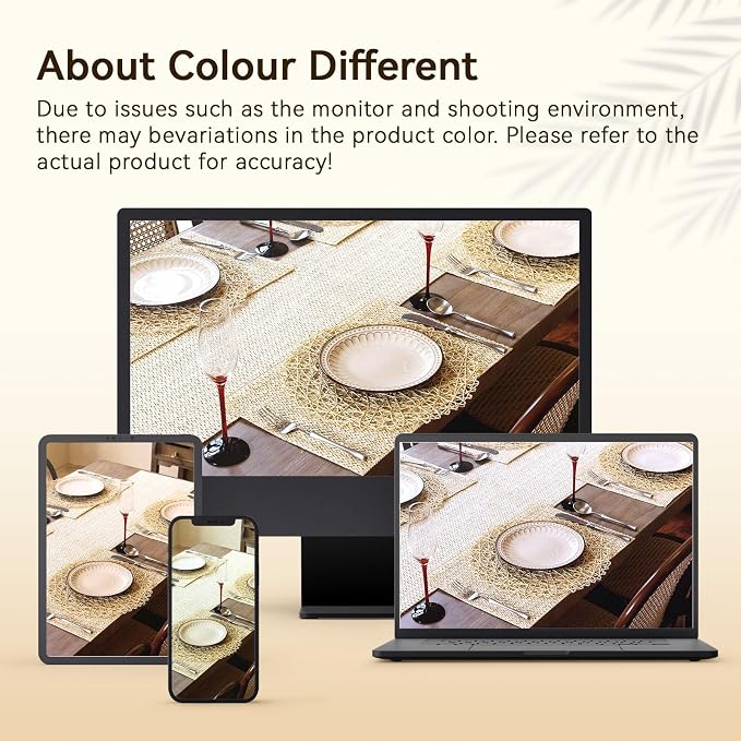 AHHFSMEI Paper Braided Round Placemats Set of 6 Natural Non-Slip Heat Resistant Table Mats for Dining Tables Woven Indoor & Outdoor Place mats(Beige)
