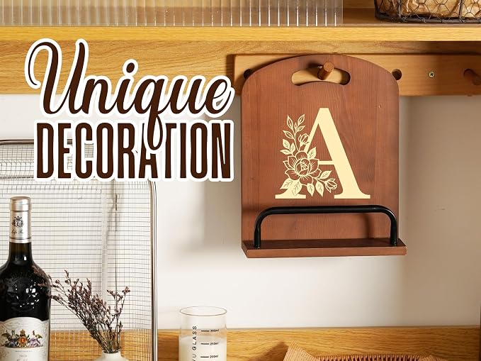 INNObeta Cookbook Stand for Kitchen Counter, Adjustable Tablet Recipe Book Holder, Perfect Gifts for Women, Mom, Grandma on Birthday, Unique Kitchen Decor, Initial A