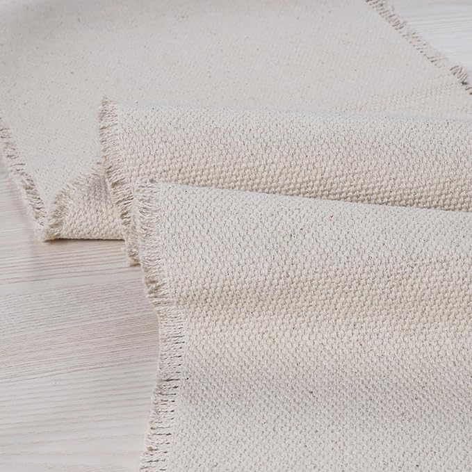 Hausattire Table Runner Cotton Frayed Boho 12x72 Inches | Fall Table Center Piece for Party Table Top Decoration Washable Farmhouse, Wedding,Spring Easter Decor Nubby Cotton Beige - Natural