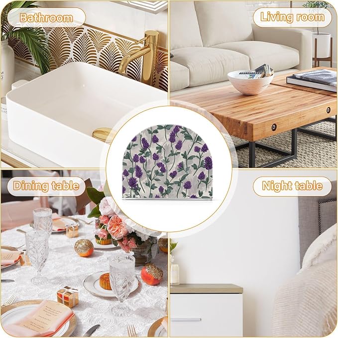 Napkin Holder Acrylic Napkin Holder for Table Kitchen Party Restaurant U Shaped Upright Napkin Dispenser Organizer Grey Lavender