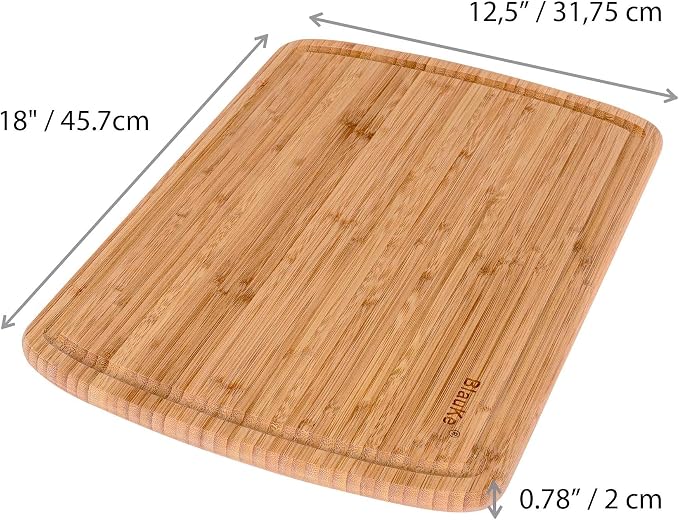 Wood Cutting Board for Kitchen – 18x12" Extra Large Bamboo Cutting Board with Juice Groove – Wooden Chopping Board, Serving Tray, Butcher Block – BlauKe®