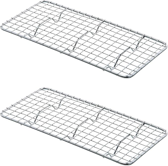 TrueCraftware- 5"x 10" Third Size Rectangular Wire Pan Grate Chrome-Plated Set of 2-Fits Third Size Sheet Cookie Pans Cooling Rack Baking Sheet Grate Cake Rack for Pies Cookies Pastries Cakes