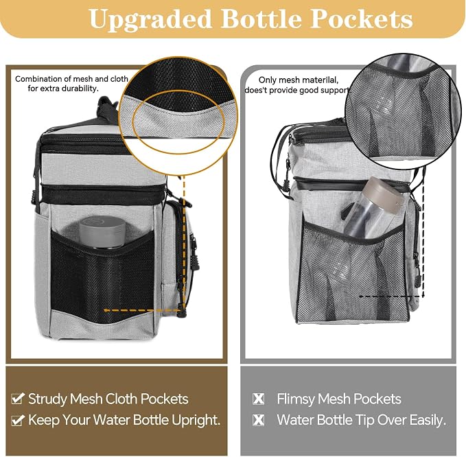 GLENKEY Tactical Lunch Box Cooler Bag - Expandable Insulated Lunch Bag for Men Daily - Large Lunchbox for Adults Work Shifts Outdoor Trips Grey 16L