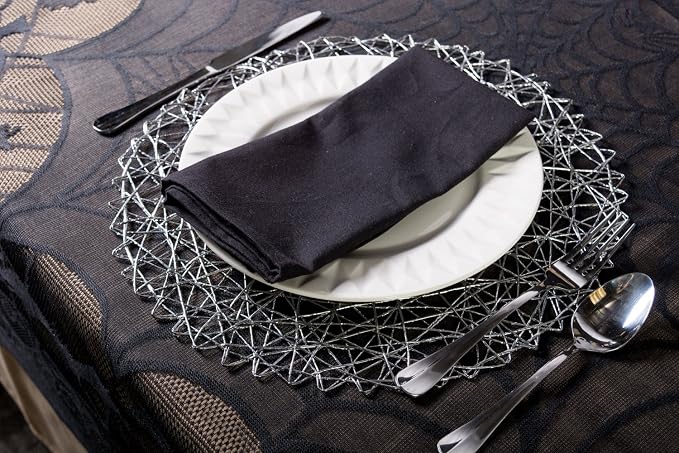 DII Woven Paper Tabletop Collection Holiday or Event Décor, Round Placemat Set, 15" Dia, Silver, 6, Piece