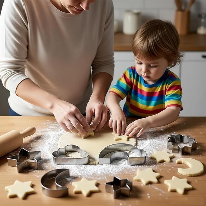 5Pcs Star, Moon, Sun, Rainbow and Cloud Cookie Cutters,Stainless Steel Cute Cookie Cutters,for Baking Pastry Cupcake Party Birthday Cake Decorations (5PCS)