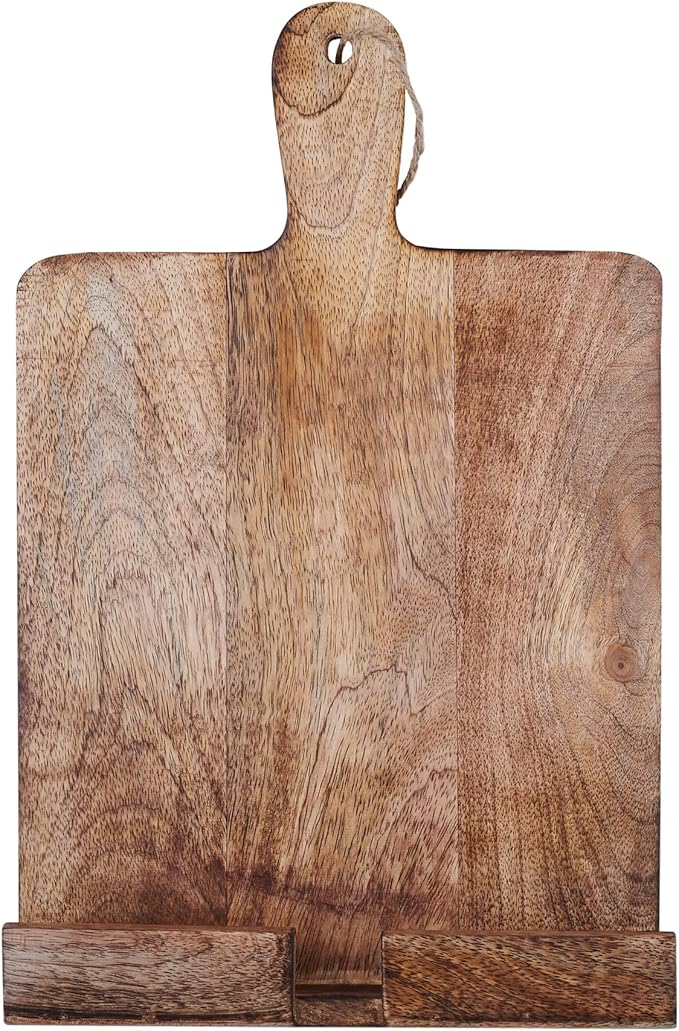 Wedding Cooking Gifts Wooden Cookbook Stand Chopping Board Style Foldable Recipe Book Stand Holder Easel for Kitchen Text Book Tablet L 9.5 x B 1.5 x H 14 inches (Brown)