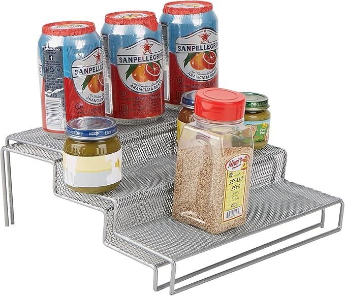 Mind Reader 3 Tier Metal Mesh Kitchen Storage Organizer, 2 Pcs, Silver