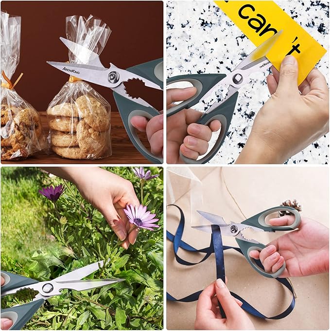 Kitchen Shears Scissor & Cooking Scissors - Sharp Blades, Professional Stainless Steel Scissors for Food Meat Poultry Vegetable - Dishwasher Safe - All-Purpose Chef's Tool…