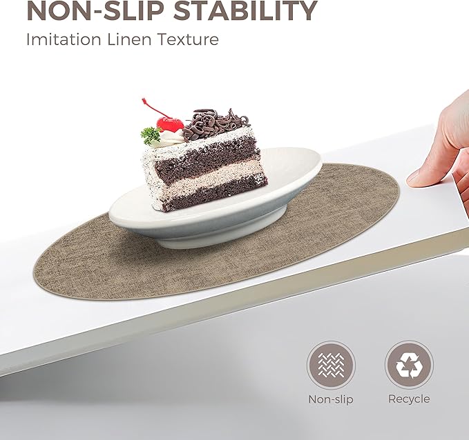 13" Round Placemats Set of 12, Reversible Faux Leather Heat Resistant Table Mats, 100% Waterproof Oilproof Wipeable Table Protective Placemats for Vinyl, Washable for Indoor (12, Light Coffee)
