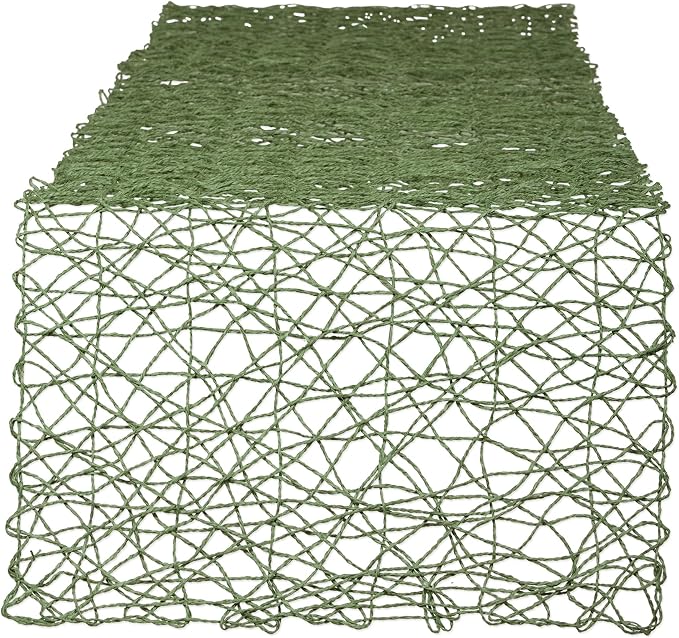 DII Woven Paper Tabletop Collection Holiday or Event Decor, Table Runner, 14x72, Dark Green