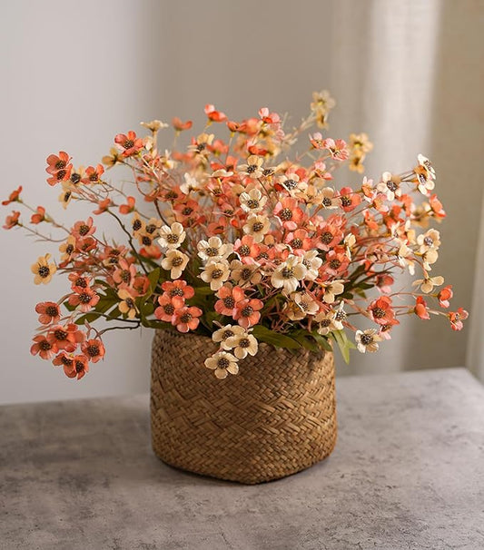 florisso Artificial Wild Flowers Indoor, 12 Pcs Long Stems Fake Flowers Silk Faux Flowers for Vase Filler Table Centerpiece Floral Arrangement Home Decor, Light Red Champagne