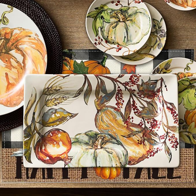 Niviy Buffalo Plaid Check Pumpkins Truck Thanksgiving Fall Placemats Set of 4, 12x18 Inch Autumn Table Mats for Holiday Party Kitchen Dining Room Decoration
