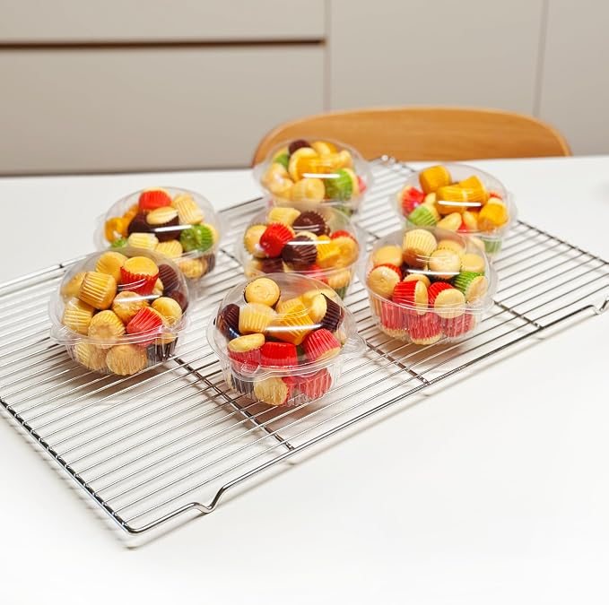 Set of 2 Large sized Cooling Racks, for Cooking, Roasting, Drying, Rust-Resistant 304 (18/8) Stainless Steel Cooling Grilling for Baking, Heavy Duty Tight-Wire, Oven safe, 23.6 x 15.7 inches