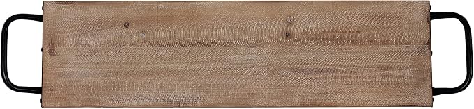 SOFE Rectangular Long Narrow Tray Table Centerpiece - Wood Serving Tray with Handles - 25 Inch Large Serving Platters for Entertaining - Rustic Wood Decorative Tray for Home Room Decor