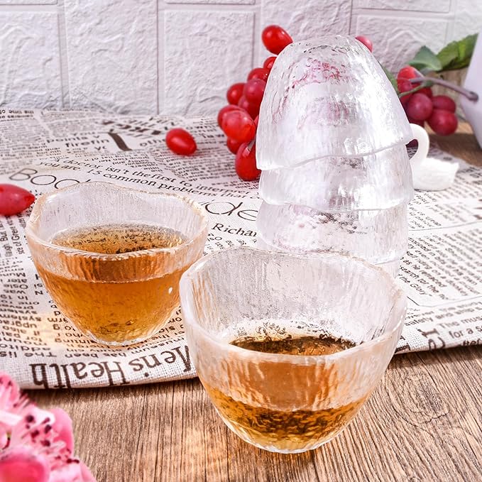 Glass Shot Cups Set of 6-1.7oz Hammered Texture Tasting Glasses for Sake, Espresso & Whiskey - Small 50ml Clear Spirit Glassware for Home Bar, Mini Tea Cups, Artisanal Barware Set