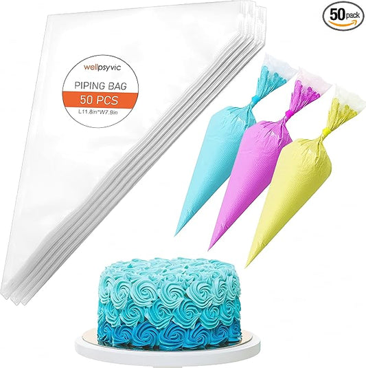 Piping Bags, 50pcs 12 Inch Anti Burst Disposable Cake Decorating Bags,Non-Slip Pastry Bags-Ideal for Cakes,Cream Frosting and Cookie Decorating