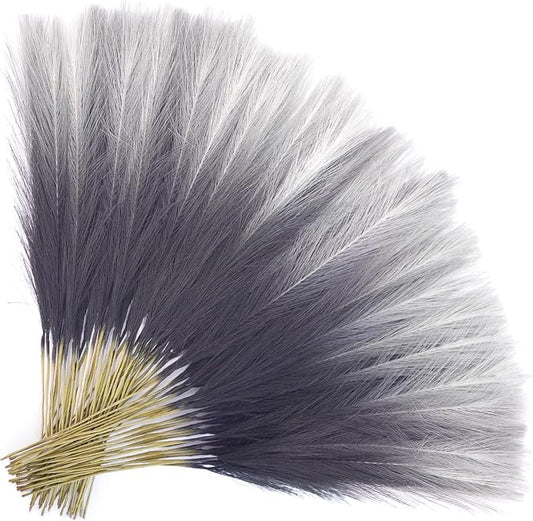 TORONTOKYO Black Pampas Grass Decor, 50Pcs 21.6 inch Artificial Faux Pompas Grass Small Short Fluffy Arrangement for Home Gothic Decor Vase Filler